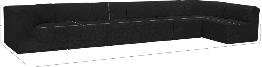 Meridian Furniture - Ollie 188" Boucle Fabric Upholstered 7 Piece Modular Sectional - 118Black-Sec7B - GreatFurnitureDeal