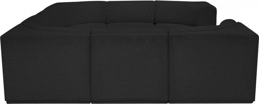 Meridian Furniture - Ollie 128" Boucle Fabric Upholstered 8 Piece Modular Sectional - 118Black-Sec8A - GreatFurnitureDeal