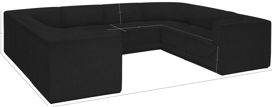 Meridian Furniture - Ollie 128" Boucle Fabric Upholstered 8 Piece Modular Sectional - 118Black-Sec8A - GreatFurnitureDeal