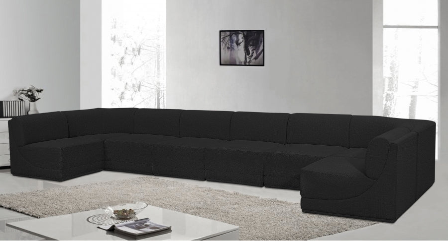 Meridian Furniture - Ollie 188" Boucle Fabric Upholstered 8 Piece Modular Sectional - 118Black-Sec8B - GreatFurnitureDeal