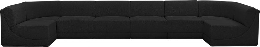 Meridian Furniture - Ollie 188" Boucle Fabric Upholstered 8 Piece Modular Sectional - 118Black-Sec8B - GreatFurnitureDeal
