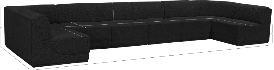 Meridian Furniture - Ollie 188" Boucle Fabric Upholstered 8 Piece Modular Sectional - 118Black-Sec8B - GreatFurnitureDeal