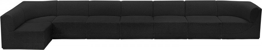 Meridian Furniture - Ollie 218" Boucle Fabric Upholstered 8 Piece Modular Sectional - 118Black-Sec8C - GreatFurnitureDeal