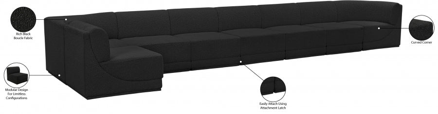 Meridian Furniture - Ollie 218" Boucle Fabric Upholstered 8 Piece Modular Sectional - 118Black-Sec8C - GreatFurnitureDeal