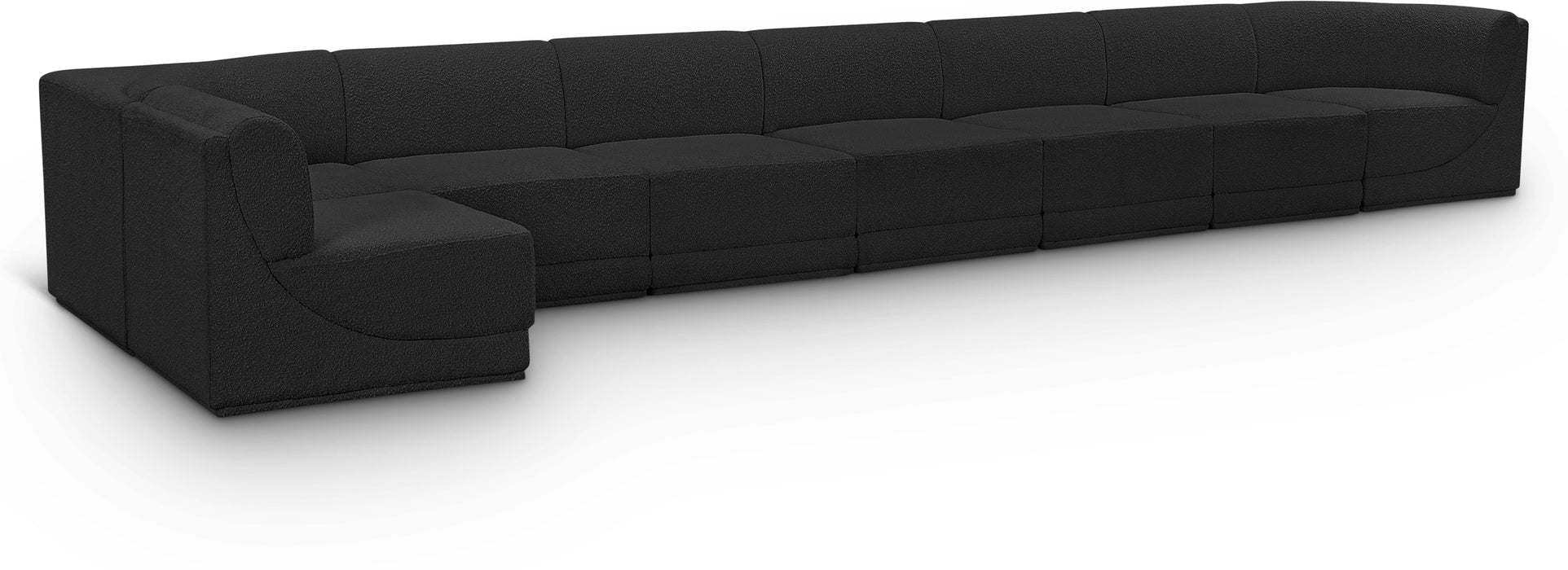 Meridian Furniture - Ollie 218" Boucle Fabric Upholstered 8 Piece Modular Sectional - 118Black-Sec8C - GreatFurnitureDeal