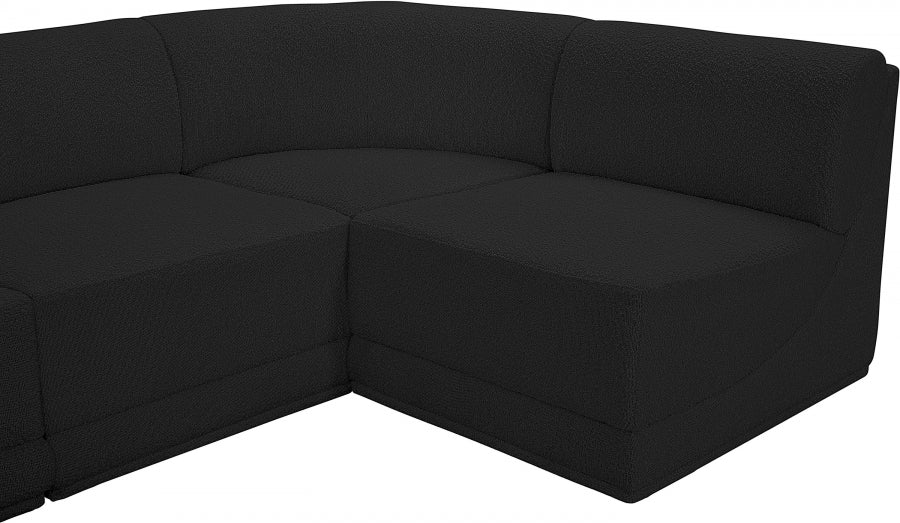Meridian Furniture - Ollie 218" Boucle Fabric Upholstered 9 Piece Modular Sectional - 118Black-Sec9A - GreatFurnitureDeal