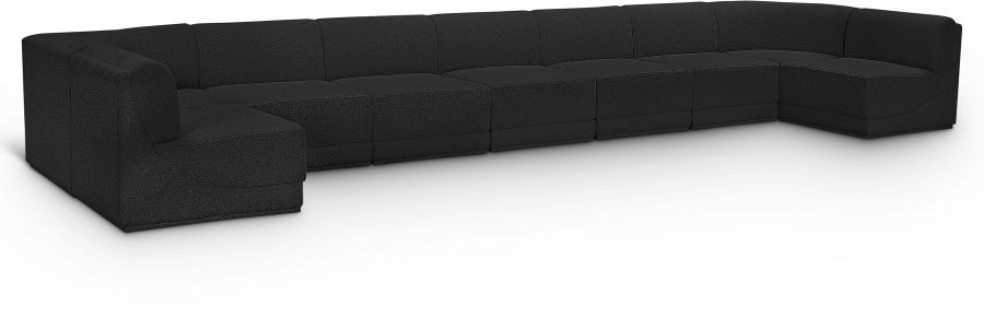 Meridian Furniture - Ollie 218" Boucle Fabric Upholstered 9 Piece Modular Sectional - 118Black-Sec9A - GreatFurnitureDeal