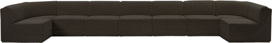 Meridian Furniture - Ollie 218" Boucle Fabric Upholstered 9 Piece Modular Sectional - 118Brown-Sec9A - GreatFurnitureDeal