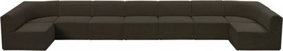 Meridian Furniture - Ollie 218" Boucle Fabric Upholstered 9 Piece Modular Sectional - 118Brown-Sec9A - GreatFurnitureDeal