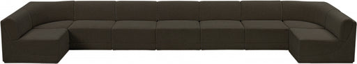 Meridian Furniture - Ollie 218" Boucle Fabric Upholstered 9 Piece Modular Sectional - 118Brown-Sec9A - GreatFurnitureDeal
