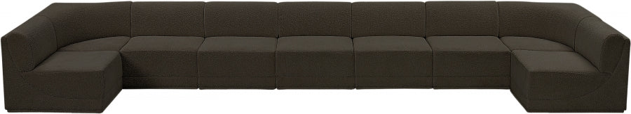Meridian Furniture - Ollie 218" Boucle Fabric Upholstered 9 Piece Modular Sectional - 118Brown-Sec9A - GreatFurnitureDeal