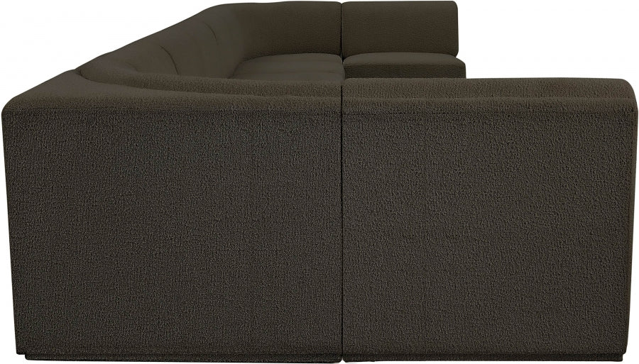 Meridian Furniture - Ollie 218" Boucle Fabric Upholstered 9 Piece Modular Sectional - 118Brown-Sec9A - GreatFurnitureDeal