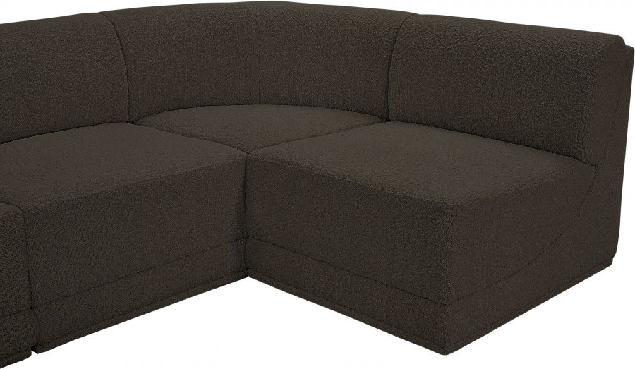 Meridian Furniture - Ollie 218" Boucle Fabric Upholstered 9 Piece Modular Sectional - 118Brown-Sec9A - GreatFurnitureDeal