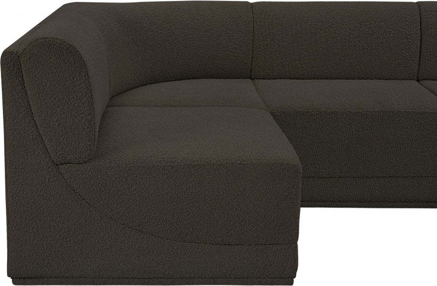Meridian Furniture - Ollie 218" Boucle Fabric Upholstered 9 Piece Modular Sectional - 118Brown-Sec9A - GreatFurnitureDeal