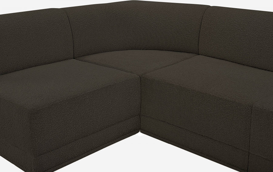 Meridian Furniture - Ollie 218" Boucle Fabric Upholstered 9 Piece Modular Sectional - 118Brown-Sec9A - GreatFurnitureDeal