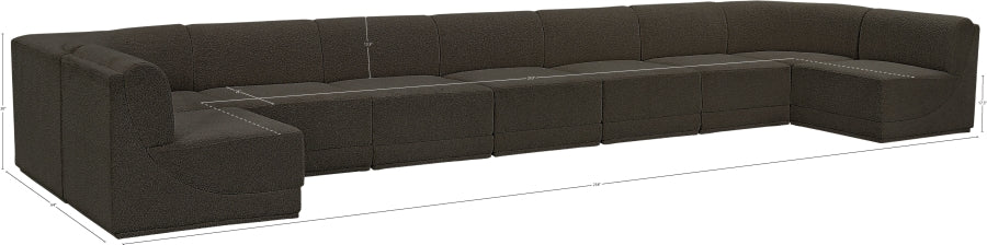 Meridian Furniture - Ollie 218" Boucle Fabric Upholstered 9 Piece Modular Sectional - 118Brown-Sec9A - GreatFurnitureDeal