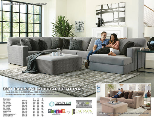Jackson Furniture - Carlsbad 3 Piece Sectional in Charcoal - 3301-62-72-59-CHARCOAL - GreatFurnitureDeal