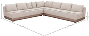 Meridian Furniture - Solace Beige Olefin Performance Fabric 3pc. Outdoor Patio Sectional - 33026Beige-Sec3B - GreatFurnitureDeal
