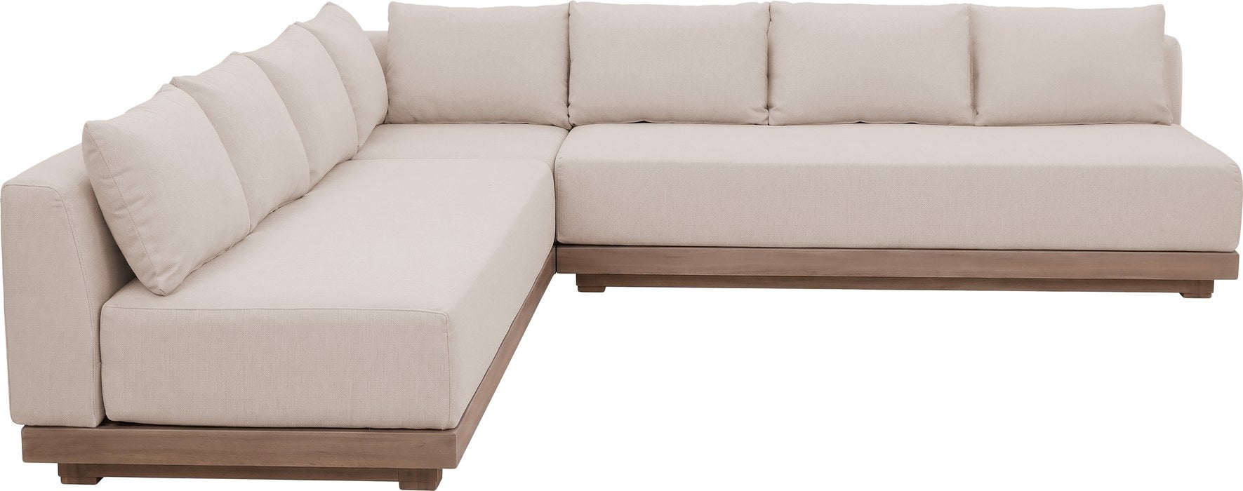 Meridian Furniture - Solace Beige Olefin Performance Fabric 3pc. Outdoor Patio Sectional - 33026Beige-Sec3B - GreatFurnitureDeal