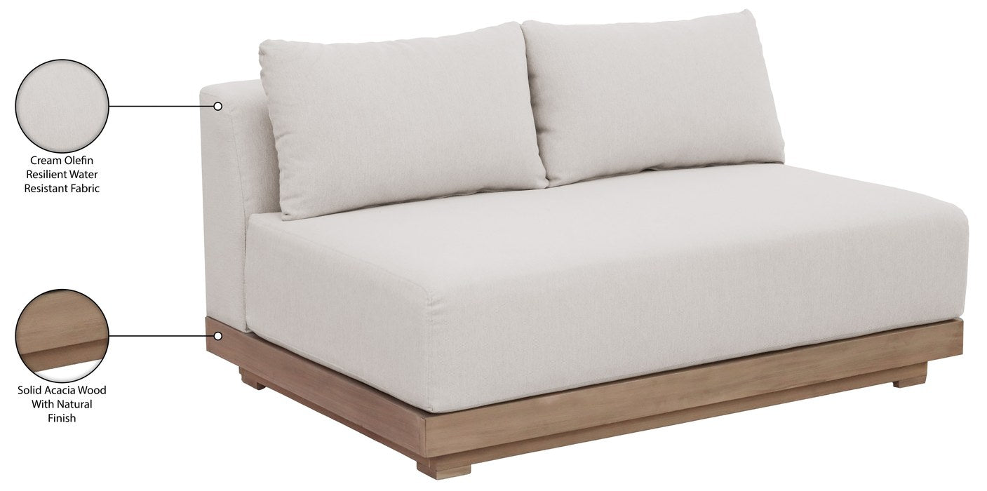 Meridian Furniture - Solace 55" Cream Olefin Performance Fabric Outdoor Patio Loveseat - 33026Cream-L - GreatFurnitureDeal