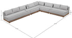 Meridian Furniture - Solace Grey Olefin Performance Fabric 5pc. Outdoor Patio Sectional - 33026Grey-Sec5B - GreatFurnitureDeal