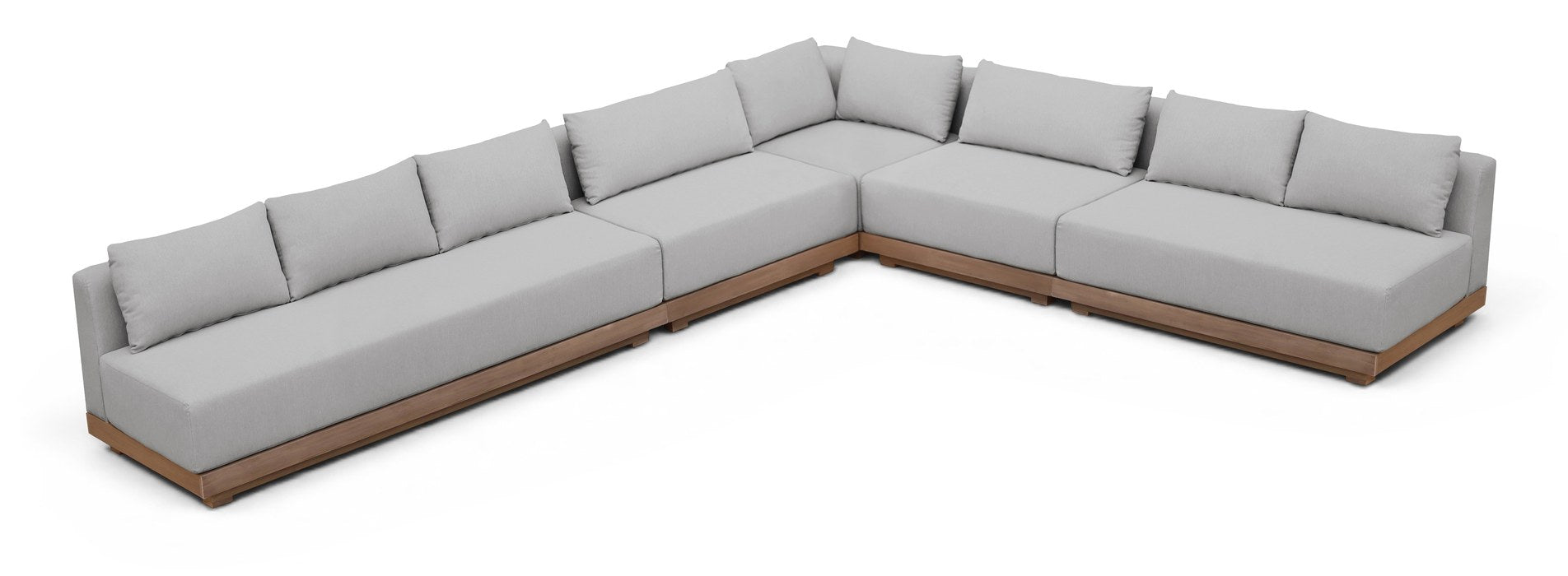 Meridian Furniture - Solace Grey Olefin Performance Fabric 5pc. Outdoor Patio Sectional - 33026Grey-Sec5B - GreatFurnitureDeal