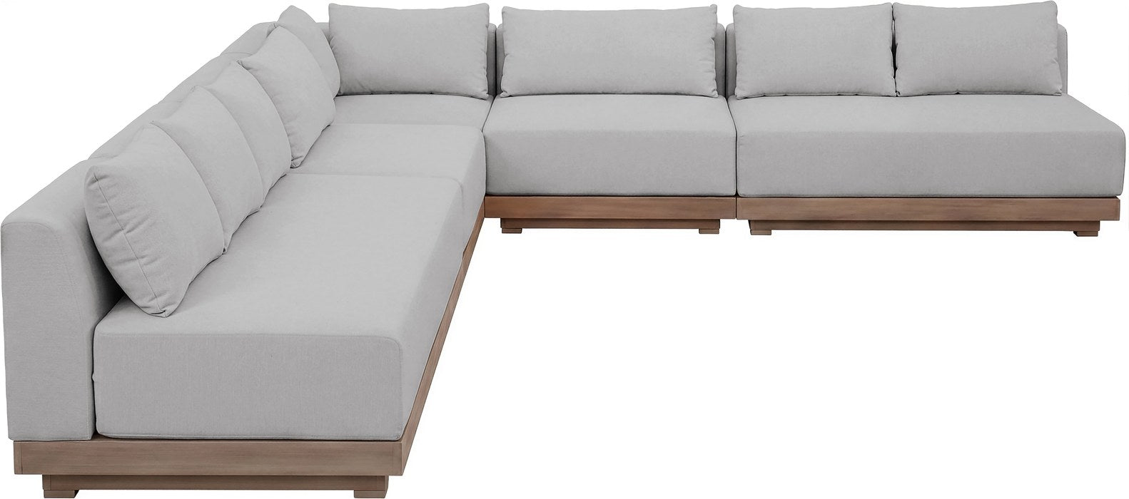 Meridian Furniture - Solace Grey Olefin Performance Fabric 5pc. Outdoor Patio Sectional - 33026Grey-Sec5B - GreatFurnitureDeal
