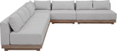 Meridian Furniture - Solace Grey Olefin Performance Fabric 5pc. Outdoor Patio Sectional - 33026Grey-Sec5B - GreatFurnitureDeal