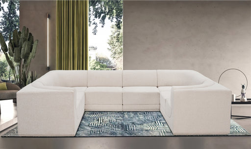 Meridian Furniture - Ollie 128" Boucle Fabric Upholstered 8 Piece Modular Sectional - 118Cream-Sec8A - GreatFurnitureDeal