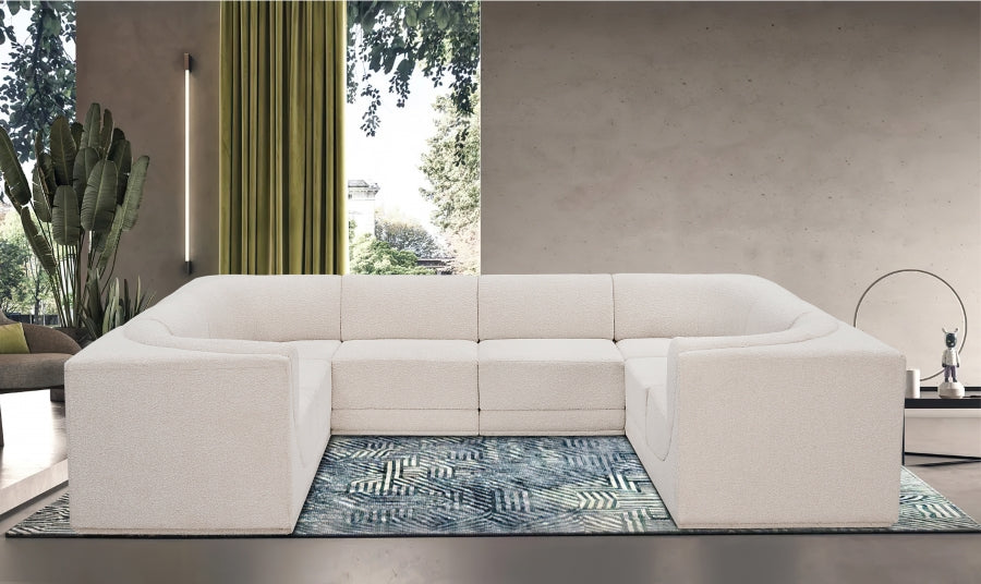 Meridian Furniture - Ollie 128" Boucle Fabric Upholstered 8 Piece Modular Sectional - 118Cream-Sec8A - GreatFurnitureDeal