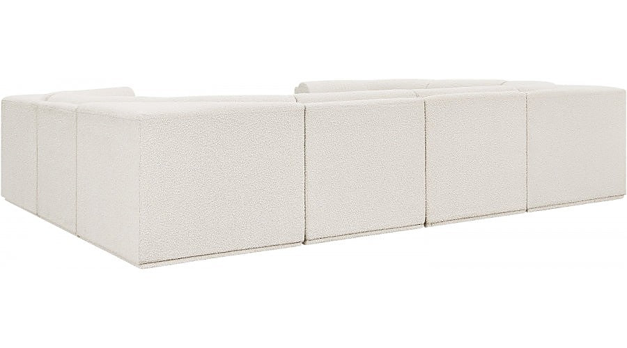 Meridian Furniture - Ollie 128" Boucle Fabric Upholstered 8 Piece Modular Sectional - 118Cream-Sec8A - GreatFurnitureDeal
