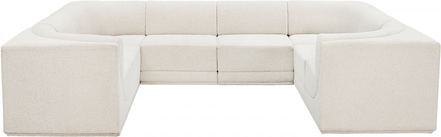 Meridian Furniture - Ollie 128" Boucle Fabric Upholstered 8 Piece Modular Sectional - 118Cream-Sec8A - GreatFurnitureDeal