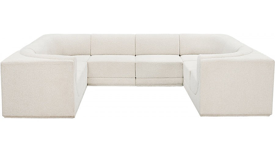 Meridian Furniture - Ollie 128" Boucle Fabric Upholstered 8 Piece Modular Sectional - 118Cream-Sec8A - GreatFurnitureDeal