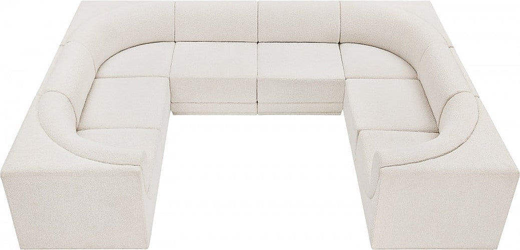 Meridian Furniture - Ollie 128" Boucle Fabric Upholstered 8 Piece Modular Sectional - 118Cream-Sec8A - GreatFurnitureDeal