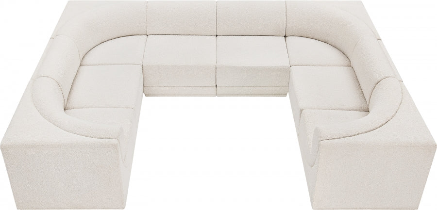 Meridian Furniture - Ollie 128" Boucle Fabric Upholstered 8 Piece Modular Sectional - 118Cream-Sec8A - GreatFurnitureDeal