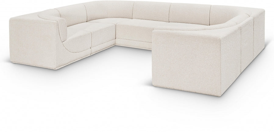 Meridian Furniture - Ollie 128" Boucle Fabric Upholstered 8 Piece Modular Sectional - 118Cream-Sec8A - GreatFurnitureDeal