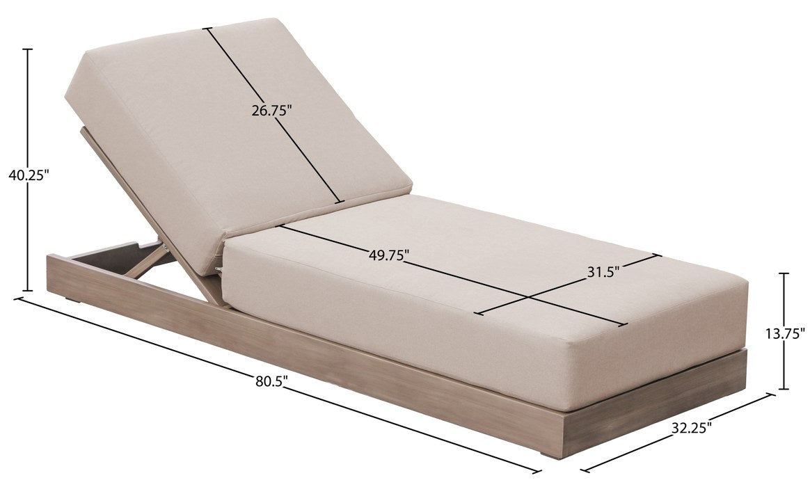 Meridian Furniture - Solace Beige Olefin Performance Fabric Outdoor Patio Lounge Chair - 33028Beige - GreatFurnitureDeal