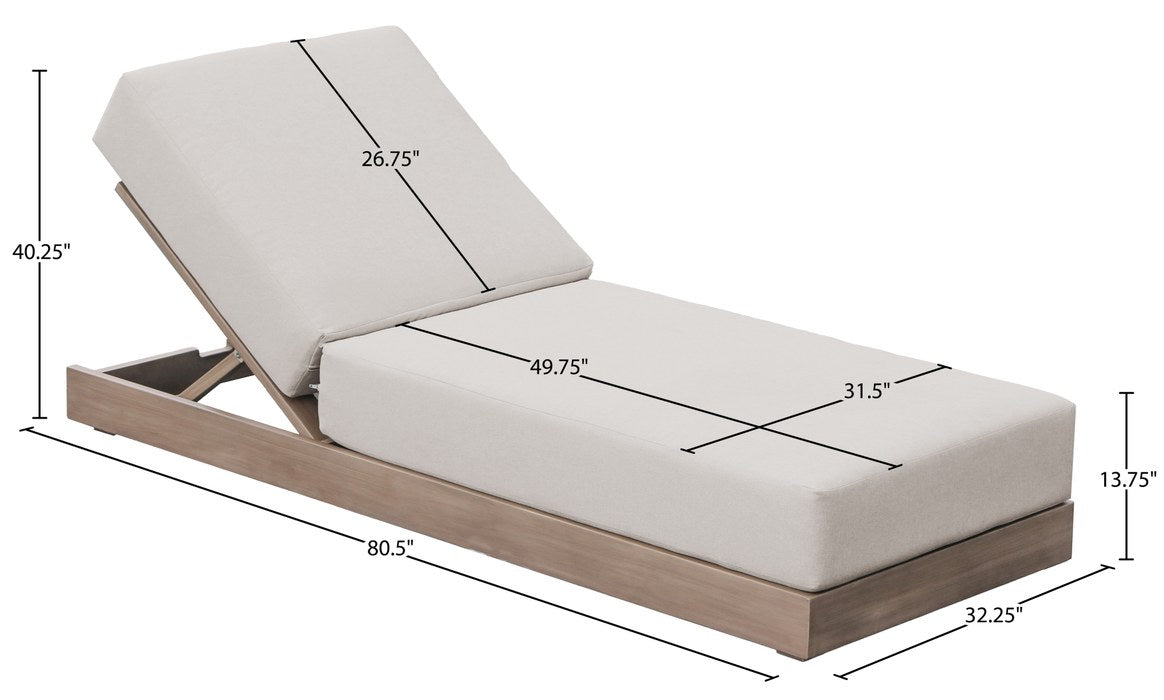 Meridian Furniture - Solace Cream Olefin Performance Fabric Outdoor Patio Lounge Chair - 33028Cream - GreatFurnitureDeal