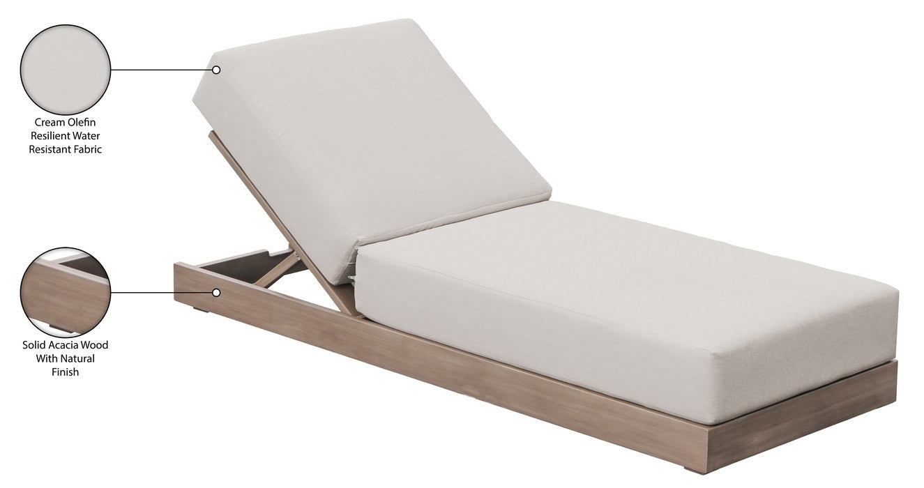 Meridian Furniture - Solace Cream Olefin Performance Fabric Outdoor Patio Lounge Chair - 33028Cream - GreatFurnitureDeal