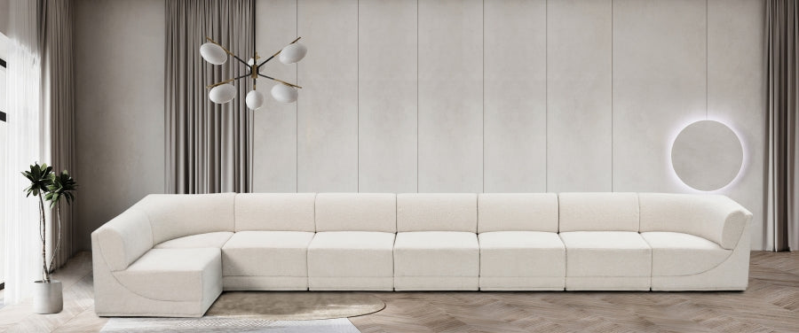 Meridian Furniture - Ollie 218" Boucle Fabric Upholstered 8 Piece Modular Sectional - 118Cream-Sec8C - GreatFurnitureDeal
