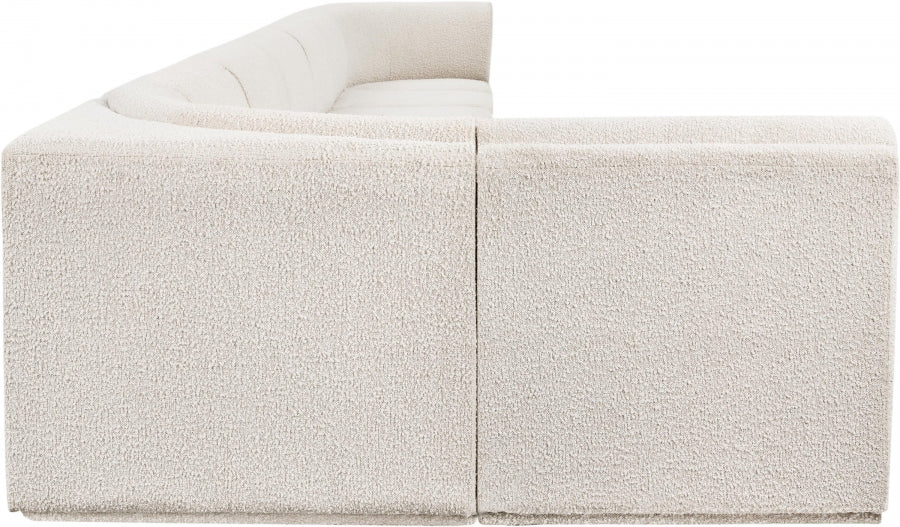 Meridian Furniture - Ollie 218" Boucle Fabric Upholstered 8 Piece Modular Sectional - 118Cream-Sec8C - GreatFurnitureDeal