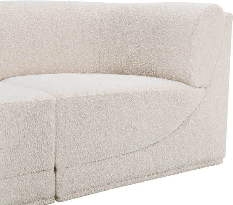 Meridian Furniture - Ollie 218" Boucle Fabric Upholstered 8 Piece Modular Sectional - 118Cream-Sec8C - GreatFurnitureDeal