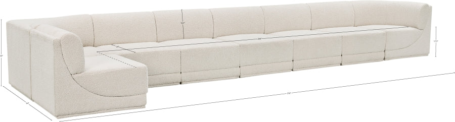 Meridian Furniture - Ollie 218" Boucle Fabric Upholstered 8 Piece Modular Sectional - 118Cream-Sec8C - GreatFurnitureDeal