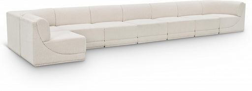 Meridian Furniture - Ollie 218" Boucle Fabric Upholstered 8 Piece Modular Sectional - 118Cream-Sec8C - GreatFurnitureDeal