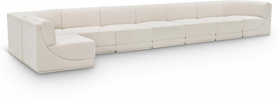 Meridian Furniture - Ollie 218" Boucle Fabric Upholstered 8 Piece Modular Sectional - 118Cream-Sec8C - GreatFurnitureDeal