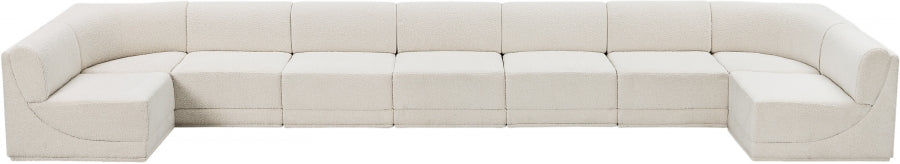Meridian Furniture - Ollie 218" Boucle Fabric Upholstered 9 Piece Modular Sectional - 118Cream-Sec9A - GreatFurnitureDeal