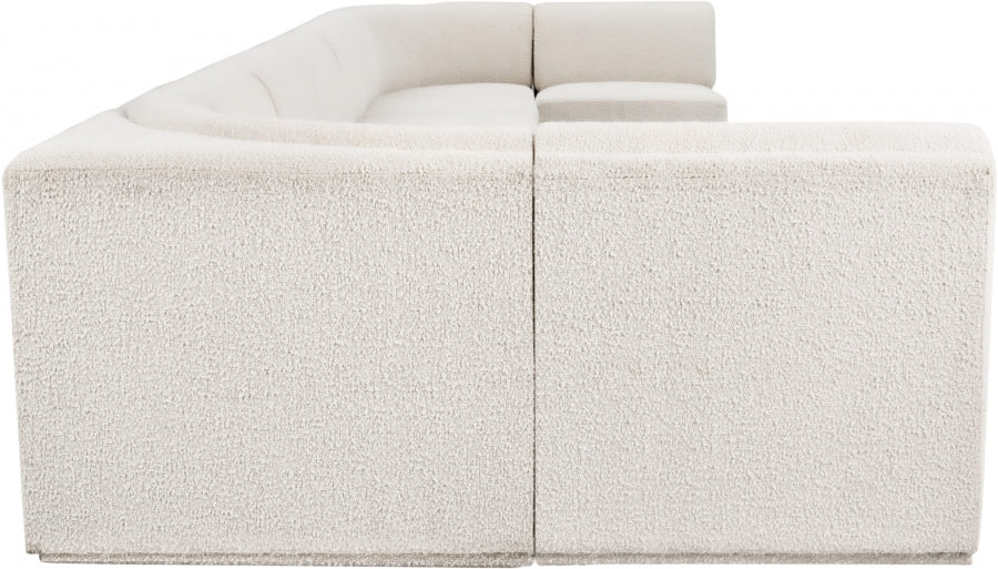Meridian Furniture - Ollie 218" Boucle Fabric Upholstered 9 Piece Modular Sectional - 118Cream-Sec9A - GreatFurnitureDeal