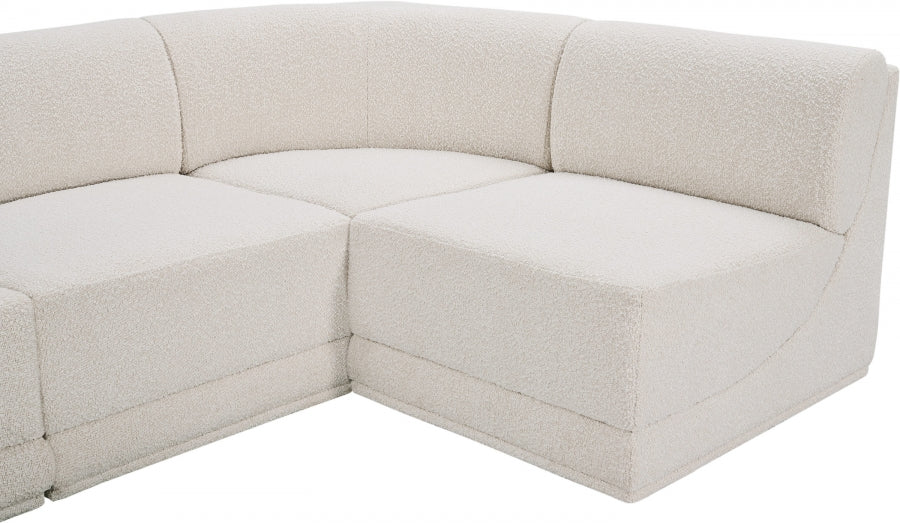 Meridian Furniture - Ollie 218" Boucle Fabric Upholstered 9 Piece Modular Sectional - 118Cream-Sec9A - GreatFurnitureDeal