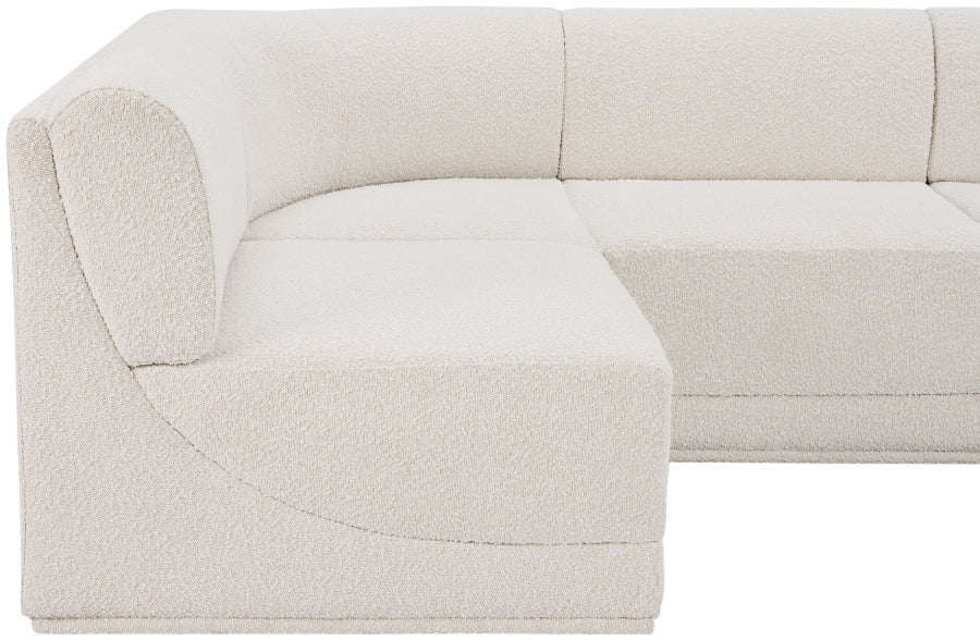 Meridian Furniture - Ollie 218" Boucle Fabric Upholstered 9 Piece Modular Sectional - 118Cream-Sec9A - GreatFurnitureDeal