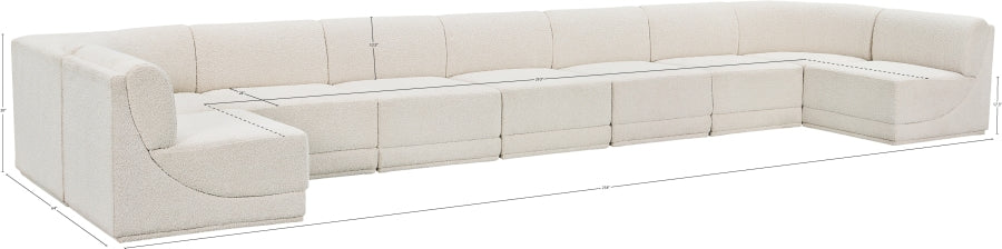 Meridian Furniture - Ollie 218" Boucle Fabric Upholstered 9 Piece Modular Sectional - 118Cream-Sec9A - GreatFurnitureDeal